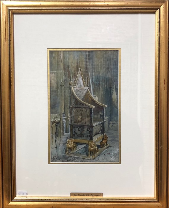 John Crowther RA (1837-1902) - St Edwards's throne, watercolour, signed and dated '83 lower left,