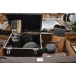 A vintage Pillard-Bolex splicing machine, a vintage Tenax camera in leather case, a cased Pentax