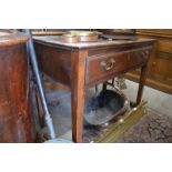 An oak George III single drawer side table with loop handles