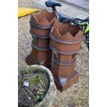 A pair of antique glazed chimney pots, both a/f