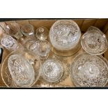 A box of cut glass including bowls and vases, etc. (lot)