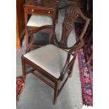 A set of six mahogany Hepplewhite style dining chairs with pad seats (A/F)