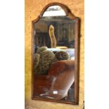 A walnut framed wall mirror to/w a mahogany framed toilet mirror (2)