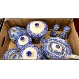 A quantity of Spode, Italian Pattern, blue and white ceramics, including: salt and pepper; cups;