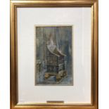 John Crowther RA (1837-1902) - St Edwards's throne, watercolour, signed and dated '83 lower left,