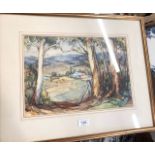 Mixed pictures including F M Davies - Rural view watercolour, Juliet Somers - Gypsy Girl,