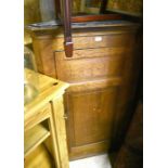 19th century large oak hanging corner cupboard with single panelled door