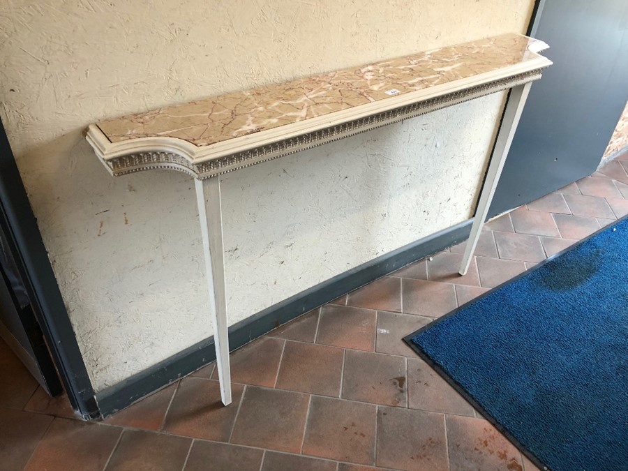 A Regency style painted pine marble top console table