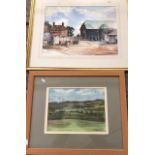Terence Fitzgibbon - Broughton Down from the buildings, pastel signed to/w Horsley? - Farmyard