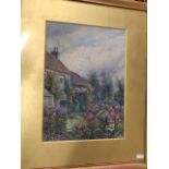 Hetty Richards - Down Hall, watercolour, signed; Tom Hunn - Fishing the Weir, watercolour; and print