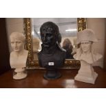 A basalt-type bust of Napoleon, an alabaster bust of Napoleon and a ceramic bust (3)