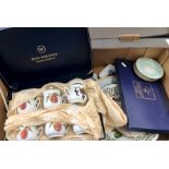 A box of decorative ware to include Royal Worcester boxed Evesham items