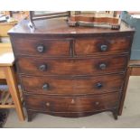 Georgian mahogany bowfront chest of two short over three long drawers raised on splayed bracket feet