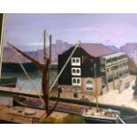 Harold Quitman - Two oil on canvas studies - Sunrise at Rookley and The Dickens Inn (2)
