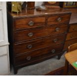 Mahogany chest of two short over three long drawers raised on bracket feet