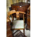 Edwardian corner chair to/w a 19th century corner cupboard (2)