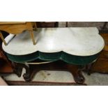A Victorian mahogany marble top wash stand with carved cabriole supports (A/F)