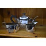 A electroplated bachelors tea set with gadrooned decoration