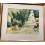 Mixed pictures - Mary Turner monument, wheelbarrow, to/w two watercolour garden views (4)