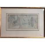 Bernard Adeney (1876-1966) - 'Greenwich Park', circa 1954, wax crayon, 16.5 x 33 cm, 'New Grafton