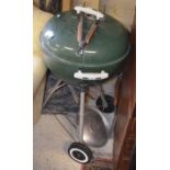 Weber green metal kettle BBQ to/w a Weber tabletop portable gas BBQ (2)