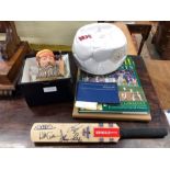 Signed cricket bat + other sporting memorabilia including Doulton jug (Grace)