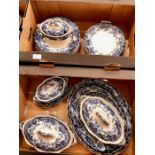 A Keeling & Co. Losol Ware blue and white part service with floral designs and some gilt highlights;