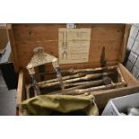 The 'Davidson' croquet set in original pine box, to/w canvas bag holding balls by F. H. Ayres