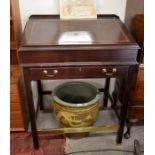 A 'Jasper' good quality clarks desk with hinged gilt tooled leather top  and frieze drawer raised on