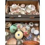 A quantity of ceramics and glass in two boxes, including: a small Japanese vase decorated with an