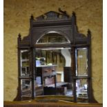 Edwardian carved mahogany over mantle mirror