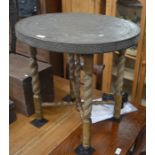 A 19th century mahogany circular occasional table on turned column and triform supports to/w a