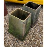 A pair old square terracotta chimney pots (2)