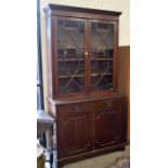 Late 19th century mahogany library bookcase, the pair of astragal glazed doors enclosing four