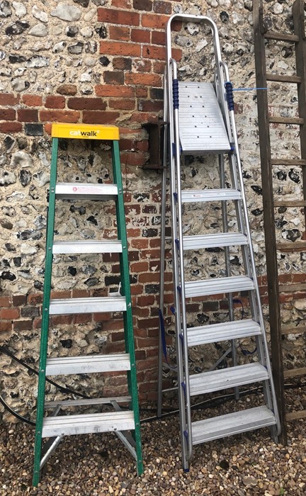 A Catwalk brand step ladder to/with an Abtu brand alloy step ladder - both Police recovered property