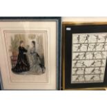 Three prints - a pair of fencing studies to/w French fashion plate (3)