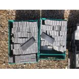 Two crates of rectangular grey tiles, approx. 200 @ 20 cm x 7 cm