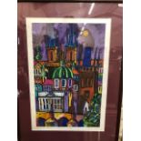 Mixed pictures including two photographic prints of Prague, Gustav Klimt print, city scape,