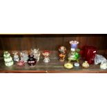 A collection of 19th/20th century glass including vases, paperweights, dumps, perfume bottle etc.