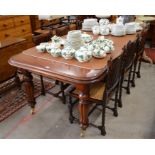 A good quality Victorian style extending dining table, the rounded rectangular top with moulded edge