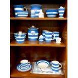 A collection of T.G. Green & Co blue banded Cornish ware, mixed backstamps, to include:  Utensils