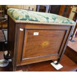 An Edwardian inlaid mahogany box seated music stool