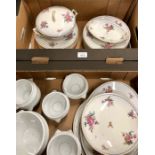 Limoges porcelain floral decorated dinner service to/w white porcelain soup tureen and six