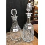 Georgian cut glass Mallet decanter and a later decanter (2)