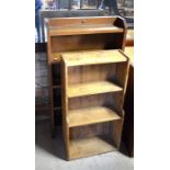 A small oak open bookcase with five shelves to/w an old pine open bookcase (2)