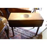 A 19th century mahogany Pembroke table raised on square supports