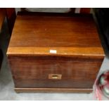 A small campaign style brass mounted camphor wood chest with fitted internal tray
