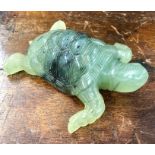 A mottled green, Chinese bowenite, or other, figure of a turtle, 13 cm long