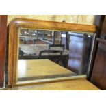 Edwardian inlaid walnut over mantle mirror