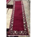 Tabriz red ground runner with ivory foliate border 315x80cm [68]